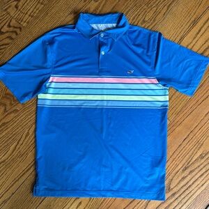 Blue Polo Shirt with Stripes